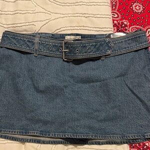 Abercrombie & Fitch Denim Mini Skort in Medium Blue with Matching Belt
